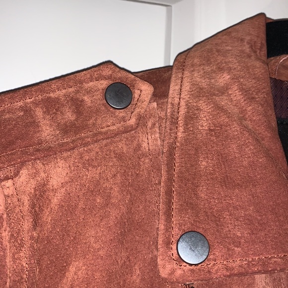 Rust Colored Genuine Suede Leather Moto Jacket - Picture 3 of 3